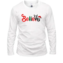 Мужской лонгслив с надписью "believe"