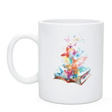 Чашка c книгой и бабочками