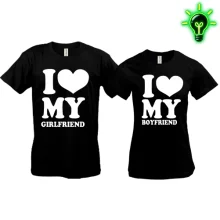 Парные футболки I love my boyfriend girlfriend (glow)