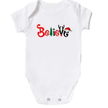 Детское боди с надписью "believe"