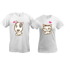 Парные футболки "Doggy Kitty in Love"