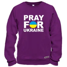 Світшот з написом «Pray for Ukraine» у синьо-жовтому колі