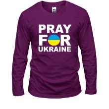 Лонгслив с надписью «Pray for Ukraine» в сине-жёлтом круге