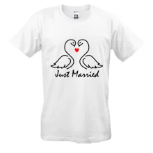 Чоловіча футболка Just Married з контурними лебедями