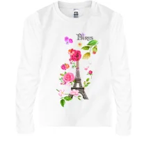 Детский лонгслив с Эйфелевой башней и цветами "Paris"