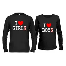 Парные лонгсливы I love BOY - GIRL
