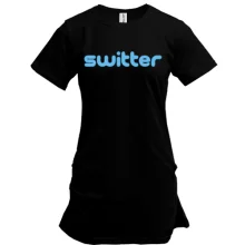 Подовжена футболка з написом "Switter"
