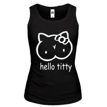 Жіноча майка з надписью "Hello Titty" в стилі Hello Kitty