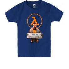 Детская футболка с надписью "I want Half-Life 3"