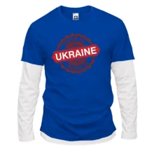 Комбінований лонгслів з червоним штампом «Made in Ukraine»