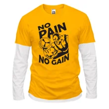 Комбинированный лонгслив с бодибилдером «No pain no gain»