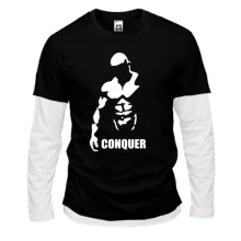 Комбінований лонгслів із силуетом атлета і написом «Conquer»