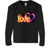 Дитячий лонгслів з вогненним написом Love