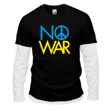 Комбинированный лонгслив с принтом «No War»