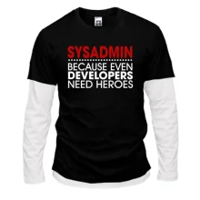 Комбинированный лонгслив sysadmin because developers need heroes
