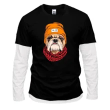 Комбинированный лонгслив с бульдогом (Cool dog)