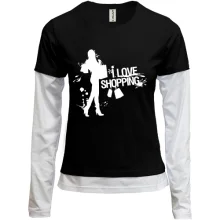 Женский лонгслив Комби "I Love Shopping"