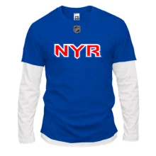 Комбинированный лонгслив New York Rangers с крупными буквами NYR