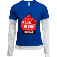 Женский лонгслив Комби для девичника Баба огонь