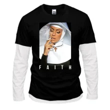 Комбинированный лонгслив с монашкой FAITH