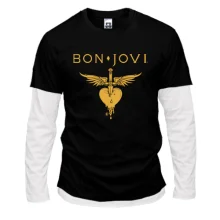 Комбинированный лонгслив Bon Jovi gold logo