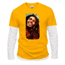 Комбинированный лонгслив с улыбающимся Bob Marley