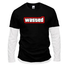 Комбинированный лонгслив с надписью "wasted"