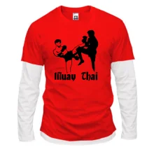 Комбинированный лонгслив Muay Thai с силуэтами бойцов