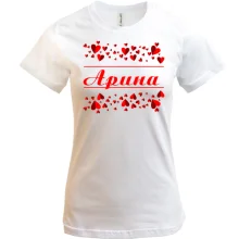 Футболка с сердечками и именем 