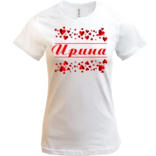 Футболка с сердечками и именем 