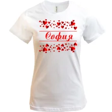 Футболка с сердечками и именем 
