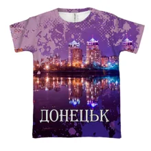 3D футболка с ночной панорамой Донецка