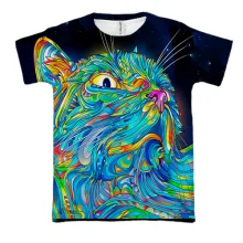3D футболка з неоновим котом