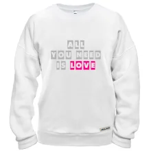 Свитшот с фразой «All you need is love» в блоках