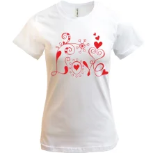 Футболки Love із завитками та серцями