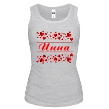 Майка с сердечками и именем "Инна"