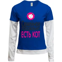 Комбинированный лонгслив Семейное положение - есть кот