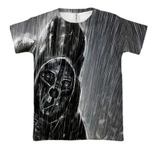3D футболка Dishonored с персонажем в маске под дождём