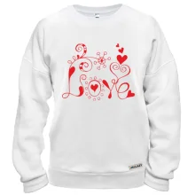 Свитшот Love с завитками и сердцами