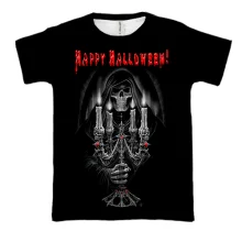 3D футболка Happy Halloween (с черепом)