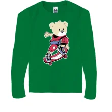 Дитячий лонгслів з ведмежам на скейті