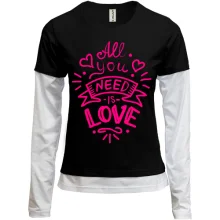 Комбинированный лонгслив с надписью «All you need is love»