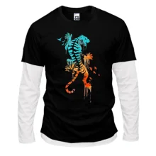 Комбинированный лонгслив с ярким тигром (2)