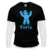 Комбинированный лонгслив с печенькой и надписью Yopta
