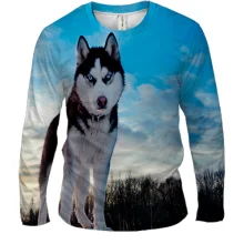 Мужской 3D лонгслив с хаски