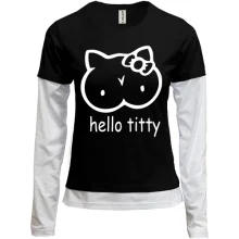 Комбінований лонгслів з надписью "Hello Titty" в стилі Hello Kitty