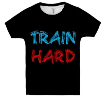 Дитяча 3D футболка з великим написом TRAIN HARD