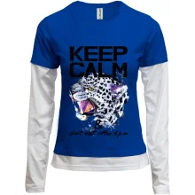 Комбинированный лонгслив с леопардом Keep calm & dont eat after 6 pm