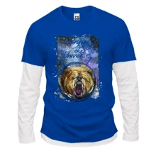 Комбинированный лонгслив c медведем "Enjoy the universe"