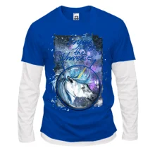 Комбінований лонгслів з єдинорогом "Enjoy the universe"